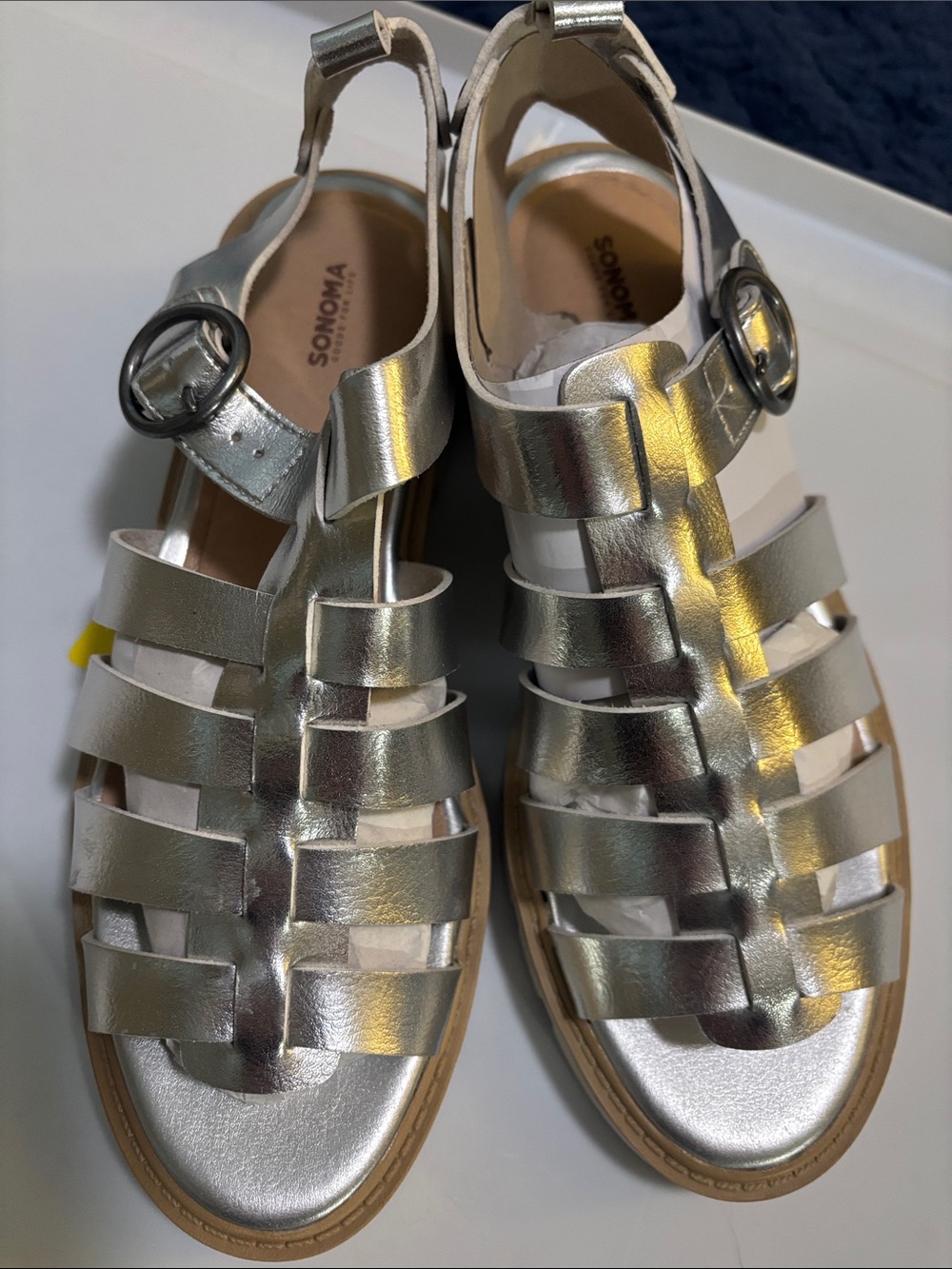 Sonoma Women’s Metallic Silver Strappy Gladiator Sandals Brand New Size 8
